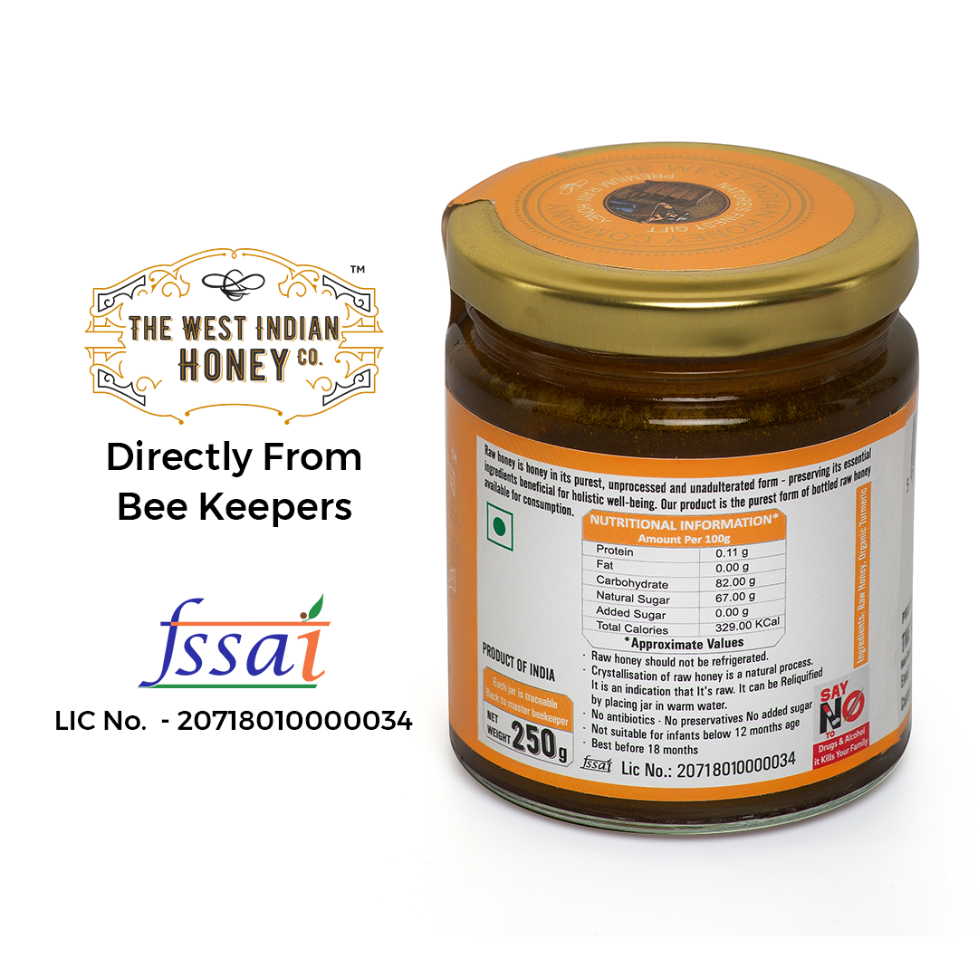 Raw Unprocessed Turmeric Infused Honey - 250 g nutritional information