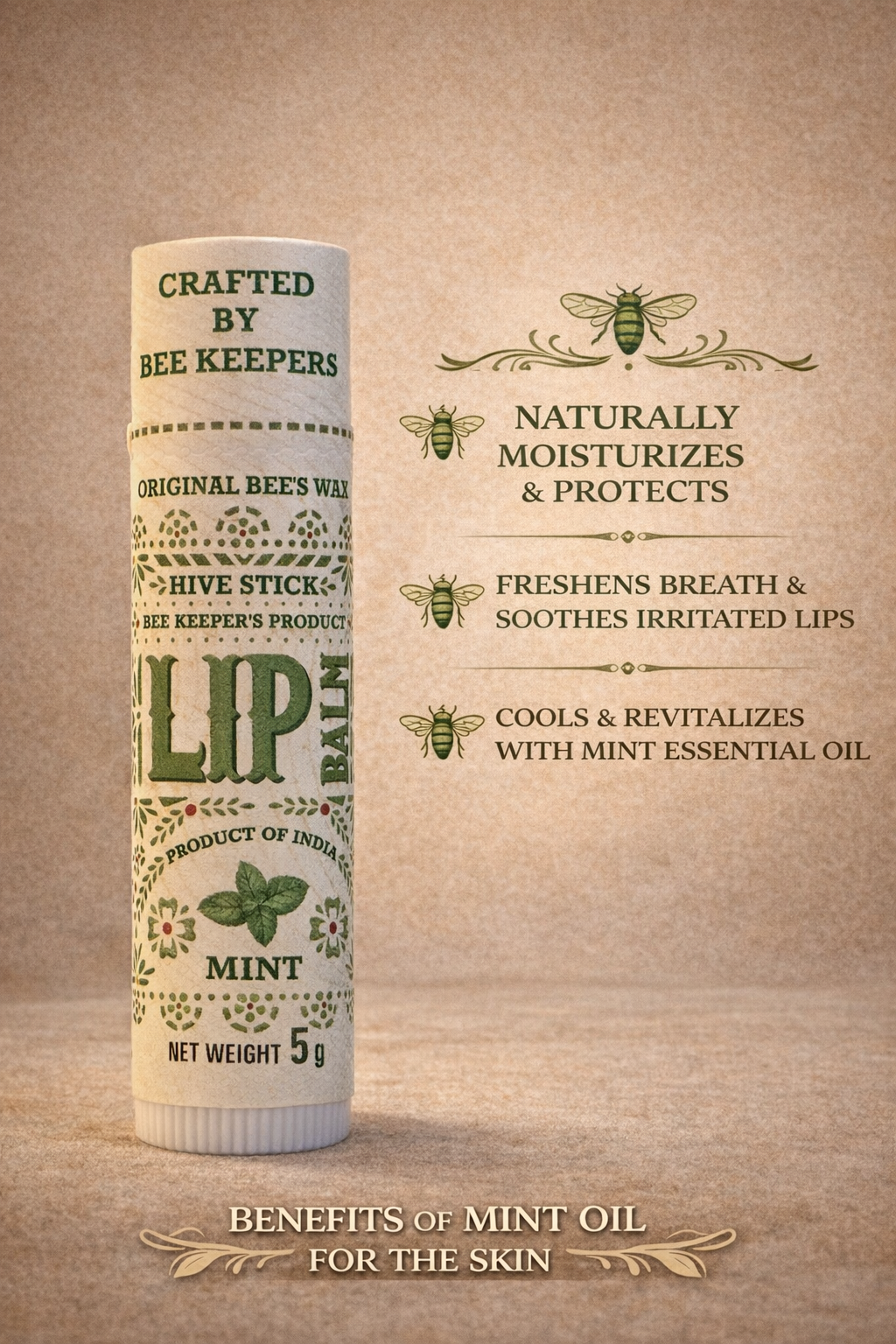 Real Bees Wax Lip Balm - Mint
