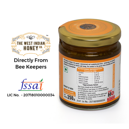 Raw Unprocessed Turmeric Infused Honey - 250 g nutritional information