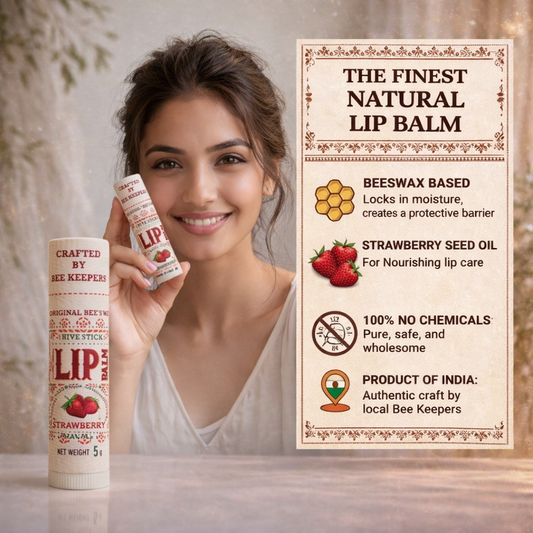 Real Bees Wax Lip Balm - Strawberry