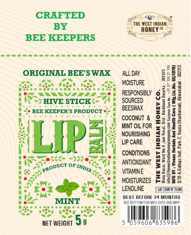 Real Bees Wax Lip Balm -  Mint