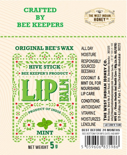 Real Bees Wax Lip Balm -  Mint