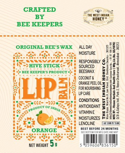 Real Bees Wax Lip Balm - Orange