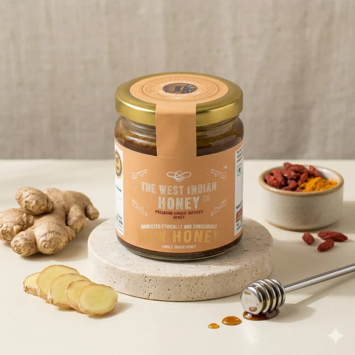 Raw Unprocessed Ginger Infused Honey - 250 grams